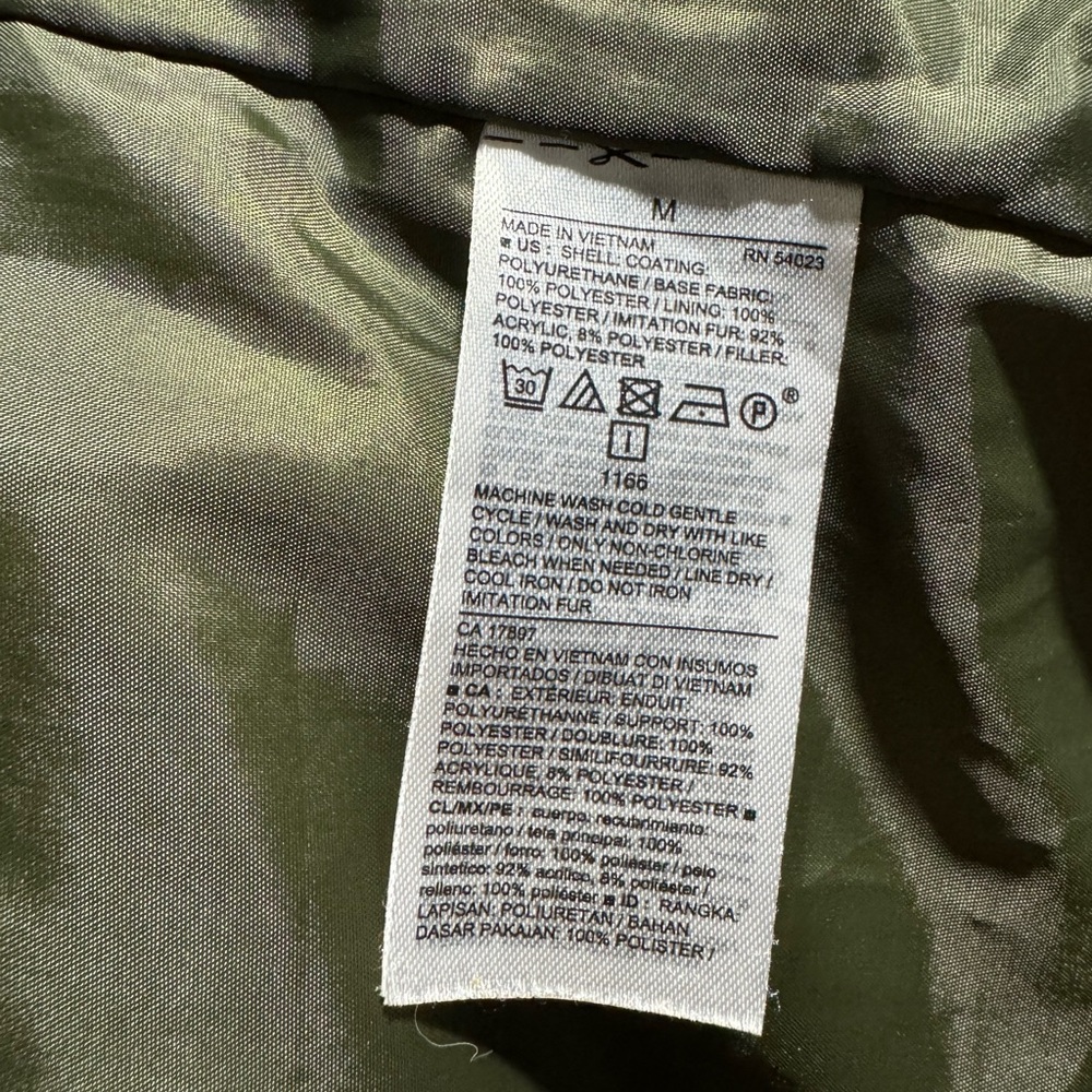 Old Navy Olive Puffer Jacket with Faux Fur Hood - Picture 6 of 6